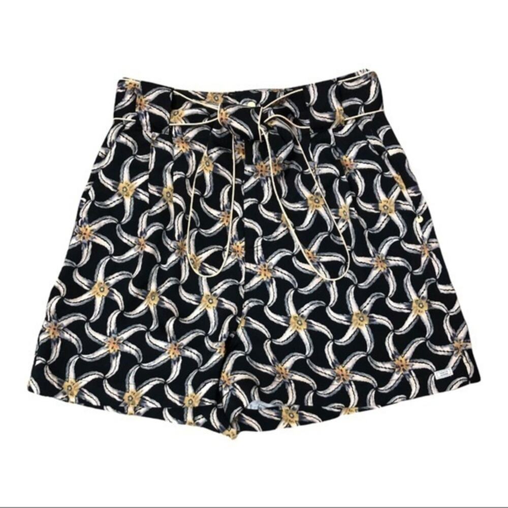 Scotch & Soda Black Starfish Sun Ray Printed Belted Shorts XS NWT